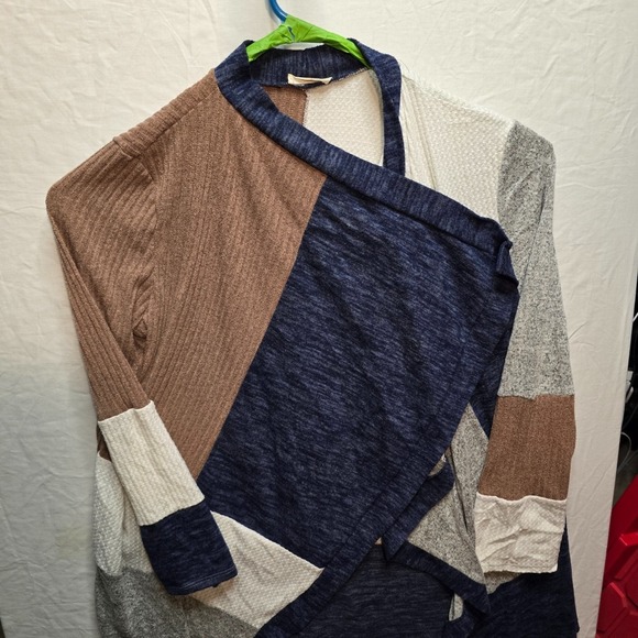 Chrysanthemum Women's 3XL Multicolor Cardigan Brown Blue Gray White Open Sweater - Picture 4 of 8